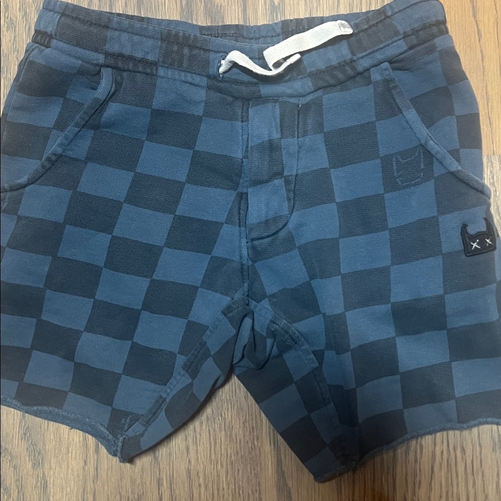 Munster Kids Checkered Black and Blue Shorts